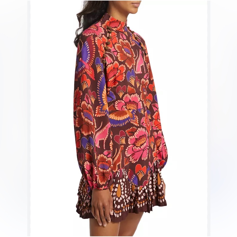 FARM Rio Bright Flora Colorful Long Sleeve
Satin Mini Dress Boho Size XL - Picture 4 of 12